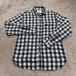 Grayers Flannel Button Down Shirt Mens small Blue Buffalo Plaid Long Sleeve